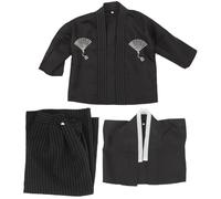 IMIKEYA Kimono da Ragazzo Tradizionale Giapponese Nero 130cm, Costume per Feste e Eventi Culturali, Tessuto Morbido e Confortevole