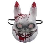 IMIKEYA Maschera Coniglio Horror in Materiale per Adulti Accessorio Costume Halloween Sangue Finto Facile da Pulire e Confortevole per Cosplay e Feste Spaventose