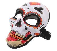 IMIKEYA Maschera Teschio in Plastica Dettagli Dipinti a Mano, Design Unico e Regolabile per Uomo e Donna, per Halloween e Feste in Stile Cavaliere Oscuro