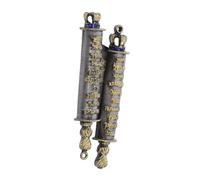 IMIKEYA Mezuza in metallo per porta con benedizione, decorazione ebraica per la casa, resistente alla corrosione, protezione e buona fortuna, regalo artistico per Hanukkah grigio scuro e oro