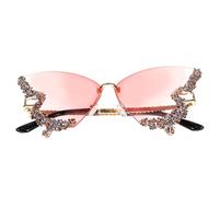 IMIKEYA Occhiali da sole vintage senza montatura con strass protezione UV resinate e leggere per feste disco e uso all'aria