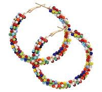 IMIKEYA Orecchini Cerchietto Perle Colorate Bohémien Orecchini Pendenti Alla Moda Per Donna Di Design Elegante e Facile Da Indossare