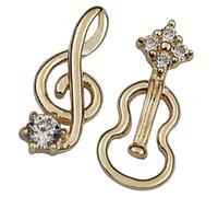 IMIKEYA Orecchini musicali asimmetrici e violino con diamanti da donna gioielli minimalistici eleganti e comodi per diario per musica