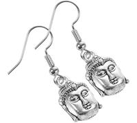 IMIKEYA Orecchini pendenti a forma di Buddha antichi da donna in lega di zinco colore argento antico, design leggero e dettagliato gioielli spirituali per eventi e uso quotidiano
