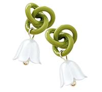 IMIKEYA Orecchini pendenti a giglio valle, da donna, orecchini verdi in lega leggera e resistente, design delicato per l'estate