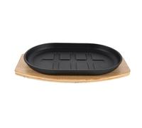 IMIKEYA Padella in ghisa per Bistec Piccola pre-stagionata con base in legno antiaderente per cottura e cottura per la casa Bbq e ristoranti