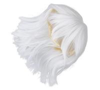 IMIKEYA Parrucca Bob bianca da donna con frangetta capelli sintetici lisci resistenti al calore taglia media parrucca realistica per uso quotidiano feste e cosplay