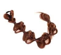 IMIKEYA Parrucca per capelli intrecciati con codino a bolla per le donne colore marrone chiaro a coda di cavallo con trecce decorative, design legato con giarrettiera accessorio