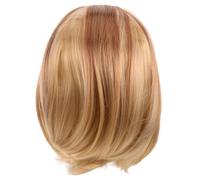 IMIKEYA Parrucche corte bionde a strati e taglio bob per donne bianche, parrucca bionda con striscia centrale, capelli sintetici lisci per feste quotidiane.