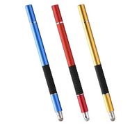 IMIKEYA Penna tattile capacitivo di precisione per tablet e telefono con punta in tessuto conduttivo e testa di aspirazione, set di 3 pezzi rosso blu scuro dorato compatibile con