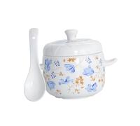 IMIKEYA Pentola in ceramica per zuppa doppia maniglia e doppio coperchio resistente alle alte temperature di medie dimensioni contenitore per stufati a vapore uso domestico per cucinare e mantenere