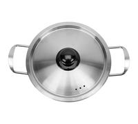 IMIKEYA Pentola piccola in acciaio inox con doppia maniglia e coperchio antiaderente per zuppa e tagliatelle, adatta per cottura a induzione e fuoco diretto per Ramen e alimenti fatti in casa