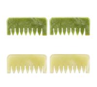 IMIKEYA Pettine da massaggio in giada naturale 4 pezzi 2 giallo 2 verde per cuoio capelluto e gua sha strumento di massaggio facciale e terapeutico sollievo dallo stress e miglioramento della