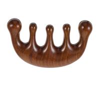 IMIKEYA Pettine da massaggio in legno di sandalo dorato testa rotonda a 5 denti strumento ergonomico per massaggio corpo e meridiano favorisce la circolazione del sangue e allevia la tensione