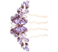 IMIKEYA Pettine Laterale Capelli Gemme Imitazione Forcella a 4 Punte Metallica Colore Viola Accessorio Leggero e Compatto per Donna Adatto per Matrimoni e Occasioni Regali