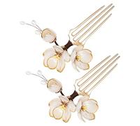 IMIKEYA Pettine Vintage Cina Lotus 2 Pezzi Retrò Metallo Pettine Integrato Accessorio Floreale per Capelli Hanfu Stile Antico per Donne e Ragazze Eventi Culturali