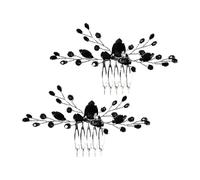 IMIKEYA Pettini per Chioma da Sposa Neri 2 Pezzi, Accessori Laterali Vintage Leggeri e Resistenti, Decorazioni Eleganti per Cerimonie Nuziali e Feste, Pettini Decorativi per Donna