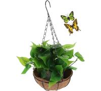 IMIKEYA Pianta Artificiale Epipremnum Aureum con Cesto in Fibra di Palma Decorazione Sospesa per Interni Casa e Ufficio Pianta Finta Vivida per Soggiorno e Giardino Ornamento Creativo