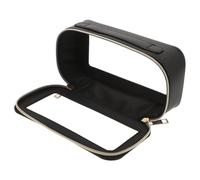 IMIKEYA Piccolo organizzatore di Trucco in PVC Trasparente e PU Cerniera Borsa da Viaggio Portatile Nero Texture Pelle di Lichi Borsa per Pennelli e Cosmetici