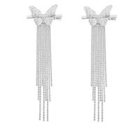 IMIKEYA Pinzette per capelli con farfalle scintillanti e nappe, in metallo, argentate, 2 pezzi, accessorio decorativo per matrimoni e feste quotidiane