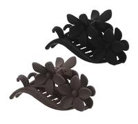 IMIKEYA Pinzette per capelli grandi, 12 cm, design floreale, doppio antiscivolo, materiale metallico, smaltato, colore nero e marrone, 2 pezzi, accessorio versatile per acconciature quotidiane e