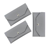 IMIKEYA Portafoglio di buste per PU con bottone pressione portafoglio sottile organizer per banconote e ricevute Gestione del budget per donna, grigio, 17.50X9.20X1.00CM, Casual