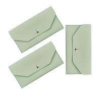 IMIKEYA Portafoglio di buste per PU con bottone pressione portafoglio sottile organizer per banconote e ricevute Gestione del budget per donna, Verde, 17.50X9.20X1.00CM, Casual