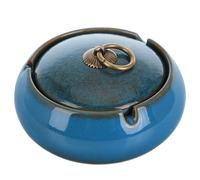 IMIKEYA Posacenere in ceramica con coperchio a prova di vento, base antiscivolo, fessure per sigarette per scrivania ufficio ed esterno, decorazione funzionale per patio e ristorante