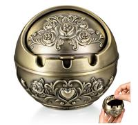 IMIKEYA Posacenere Rotondo in Rame con Coperchio per Uso Esterno e Interno, Portatile con Minore Odore