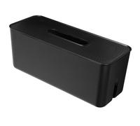 IMIKEYA Scatola Portacavi da Parete Nera Organizer per Cavi con Coperchio in Plastica Soluzione Multifunzionale per Gestione Cavi Elettrici in Casa e Ufficio Compatta e Resistente