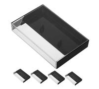 IMIKEYA Scatole per Cassette in Plastica PS Nera Vintage Set 5 Pezzi Custodia Versatile e Salvaspazio per Nastri di Registrazione, per Scaffali e Scrivanie