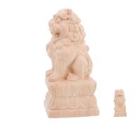 IMIKEYA Scultura Leone in Legno non Finito Ornamento per Palo di Ringhiera Statua Guardiano Feng Shui per Decorazione Esterna del Giardino Accessorio del Pilastro del Ponte