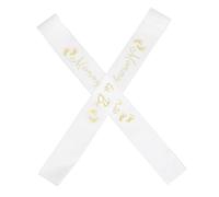 IMIKEYA Set 2 Fasce per Maternità in Raso Bianco Scritta Dorata Mummy To Be per Festa Shower e Rivelazione Sesso Fascia Flessibile per Futura Mamma Decorazione Shower e Foto Ricordo