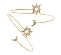IMIKEYA Set 2 Pezzi Bracciali da Braccio Aperti in Lega Oro Design Sole e Luna, Eleganti e Regolabili per Donna Uso Quotidiano e San Valentino