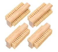 IMIKEYA Set 4 Spazzole per Unghie Doppia Faccia in Bambù Setole di Iuta e Morbide Strumento per la Pulizia delle Unghie di Mani e Piedi Accessori Professionali per Manicure e Cura