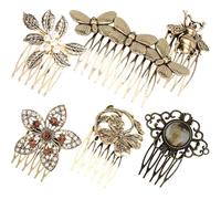 IMIKEYA Set 6 Pettini per Chioma da Donna Vintage Strass e Perle Accessori Decorativi Laterali per Sposa e Feste Copricapo Elegante in Metallo Oro Antico Adatti a Tutte le Età