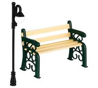 IMIKEYA Set di 2 Mini Panchine E Statuette di Lampioni: Piccola Sedia da Parco E Luce per Casa Delle Bambole per La Decorazione Fai da Te di Un Mini Giardino Delle Fate