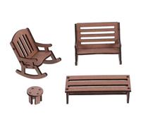 IMIKEYA Set di 4 mobili in miniatura da giardino per casa delle bambole sedie e tavolo in legno, decorazione realistica e accogliente per micro e miniatura