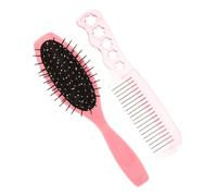 IMIKEYA Set di spazzole per parrucche, 2 pezzi, pettine piccolo in acciaio e spazzola rosa, tipo paletta lisciante per la cura delicata dei capelli e delle radici, uso professionale