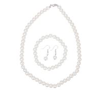 IMIKEYA Set in Vetro e Smalto 3 Donna Bracciale Orecchini Bianco Antiruggine Antisbiadimento Accessori Eleganti per Matrimonio