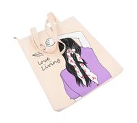IMIKEYA Shopping Bag School Pack Scuola Storage Bags Make up Bags Borse Crociate Grandi per le Donne Borse Semplici Borsa per la spesa Tela Beige