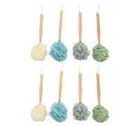 IMIKEYA Spazzola da bagno con manico lungo, 8 pezzi, con sfera esfoliante in nylon per doccia, spazzola esfoliante per schiena e corpo, colori e adatti per uso quotidiano e viaggi