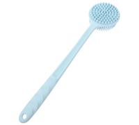 IMIKEYA Spazzola da bagno per il corpo in silicone doppio lato manico lungo esfoliante corpo morbido e resistente colore blu nordico per la pulizia e la cura della doccia e del bagno