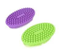 IMIKEYA Spazzola da bagno per il corpo in silicone morbido 2 pezzi viola e verde massaggiatore per cuoio capelluto e pulizia dei bambini compatta e multifunzionale per la cura personale e