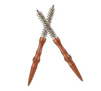 IMIKEYA Spazzola per capelli da salone Mini Spirale 2 Pezzi Spazzola Rotonda Media con Manico in Legno e Setole di Cinghiale per Ricci Acconciatura Baffi e Barba Portatile per Viaggio e Uso