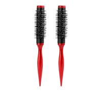 IMIKEYA Spazzola rotonda in nylon ultra sottile rosso 2 pezzi spazzola modellante ventilata per definire i riccioli per portare volume e districare strumento compatto per viaggi e cura