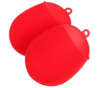 IMIKEYA Spazzola Scrub per Corpo in Silicone 2 Rosso Massaggio Profondo Cuoio Capelluto Morbida ed Ergonomica per Bagno Portatile ed Esfoliazione Delicata della