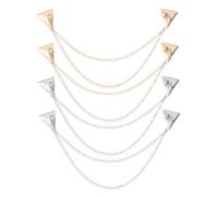 IMIKEYA Spilla a doppia catena da 4 pezzi: catena con testa a triangolo gotico con nappa, accessorio per camicia, zaino, sciarpa, ciondolo per donna e uomo.