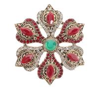 IMIKEYA Spilla Donna Fiore Barocco Con Cristalli Accessori Per Abiti Ciondolo Rosso Elegante Per Natale e Feste