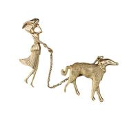 IMIKEYA Spilla in Lega Design Donna Che Porta a Spasso Cane, Spilla Da Donna Per Giacche e Maglioni, Accessorio Elegante Per Uso Quotidiano e Occasioni Formali